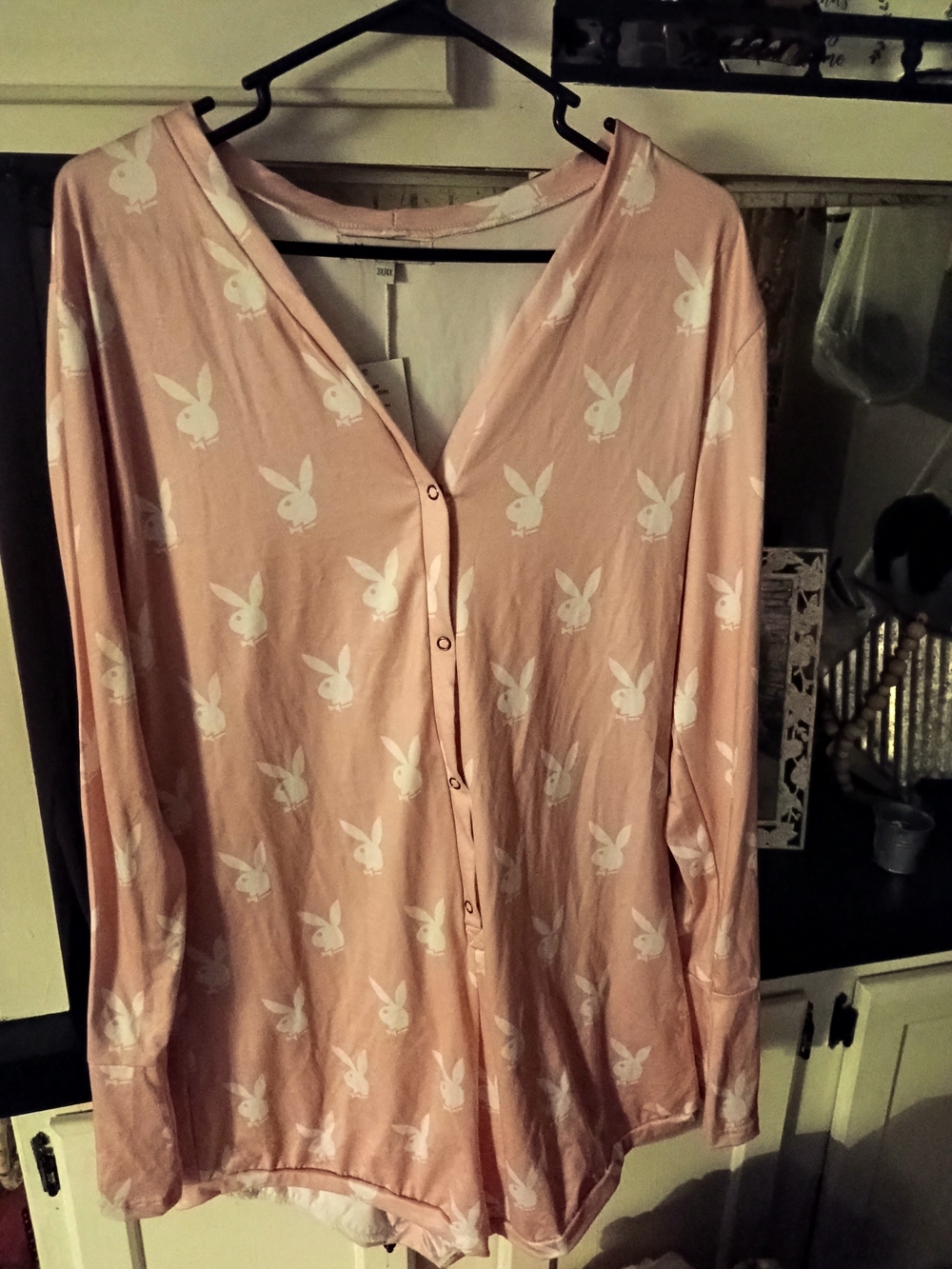 Playboy Pink Bunny Print Button-Up Top
